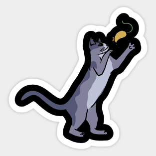 A cute cat playing with a mouse Sticker